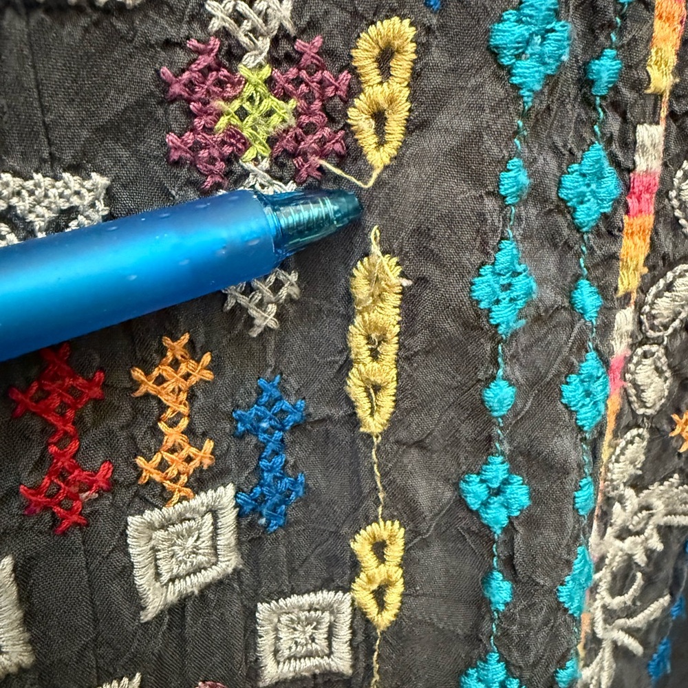 Johnny Was Gray Tunic with Multicolor Embroidery - Picture 16 of 16